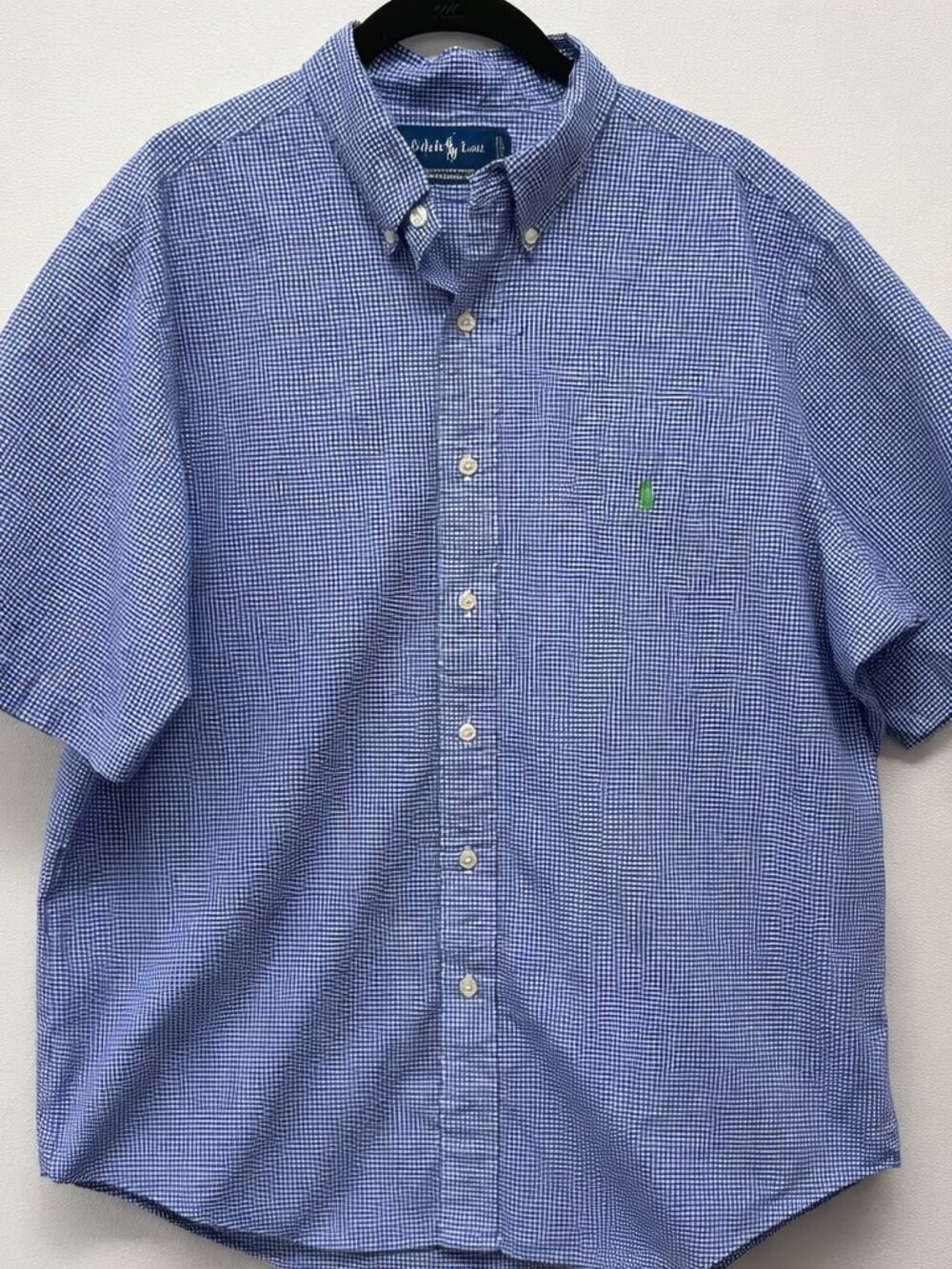 Polo Ralph Lauren Blue Gingham Preppy Short Sleeve Classic Fit Shirt 17 / XL